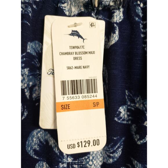 Tommy Bahama Chambray Blossom Maxi Dress TSW9041C 5862-Mare Navy Tropical - Picture 3 of 3